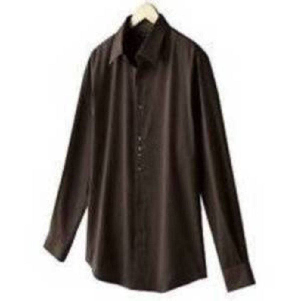 Axist Dress Shirt Mens L Brown Striped Long Sleeve Modern Fit Sport Axist